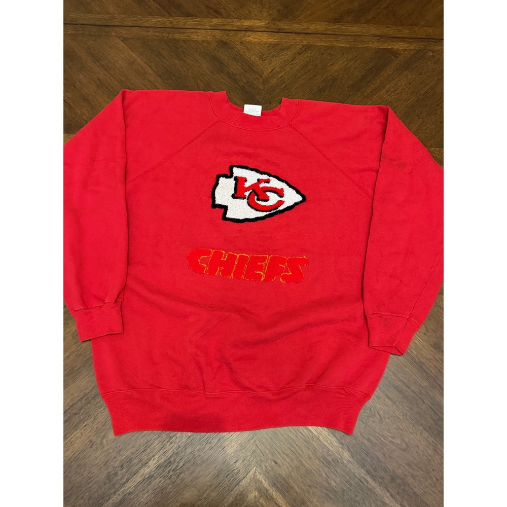Vintage Hanes Her Way Kansas City Chiefs Sweatshirt XXL Red USA Made Raglan 90s